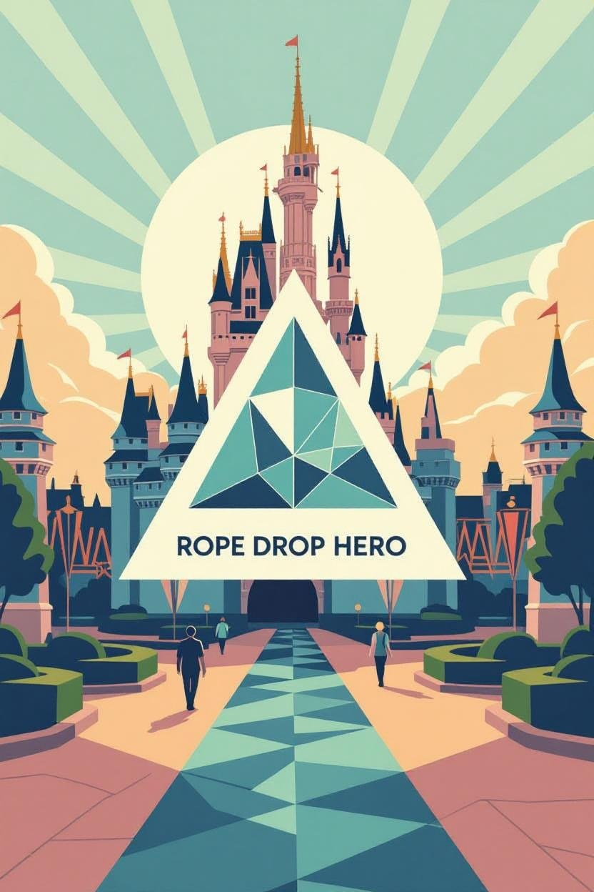 Rope Drop Hero brand identity with pastel castle illustration and geometric logo